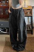 Denim Washed Distressed Loose Cargo Pants image 4