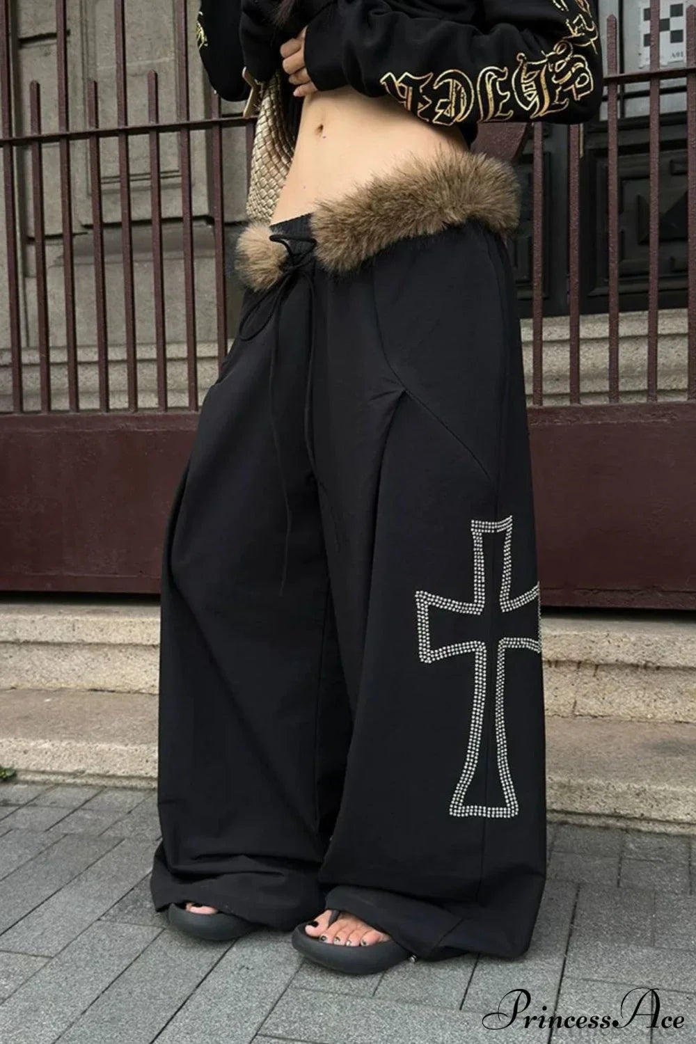 Detachable Fur-Collar Loose Wide-Leg Pants image 4