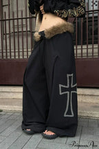 Detachable Fur-Collar Loose Wide-Leg Pants image 4