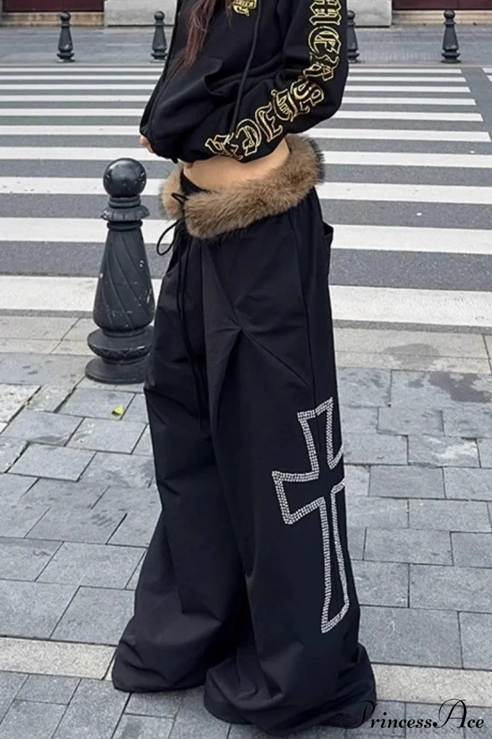 Detachable Fur-Collar Loose Wide-Leg Pants image 3