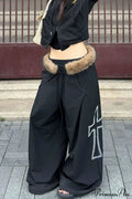 Detachable Fur-Collar Loose Wide-Leg Pants image 1