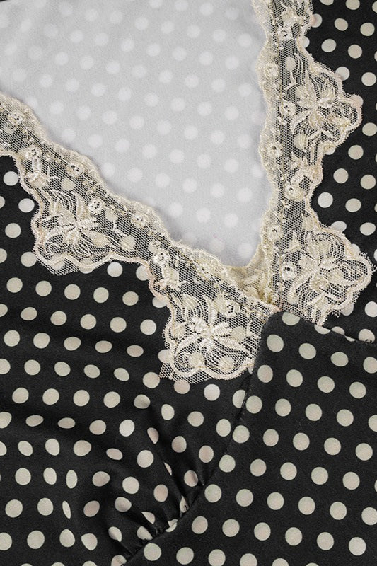 Deep V Neck Polka Dot Lace Blouse image 3
