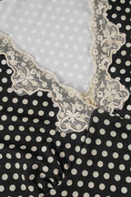 Deep V Neck Polka Dot Lace Blouse image 3