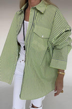 Striped Button Up Long Sleeve Blouse image 3