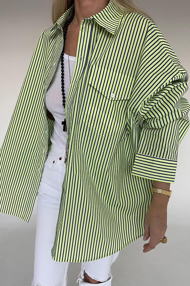 Striped Button Up Long Sleeve Blouse image 3