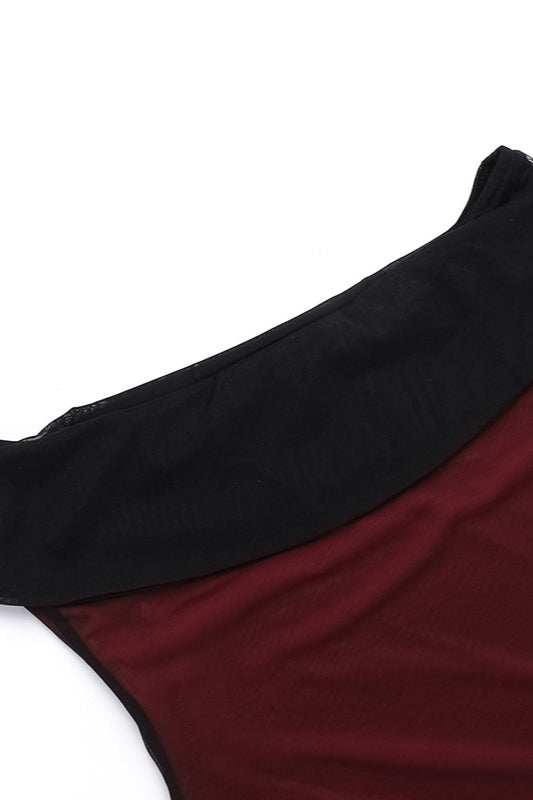 Off-Shoulder Mesh Colorblock Bodycon Party Dress image 10