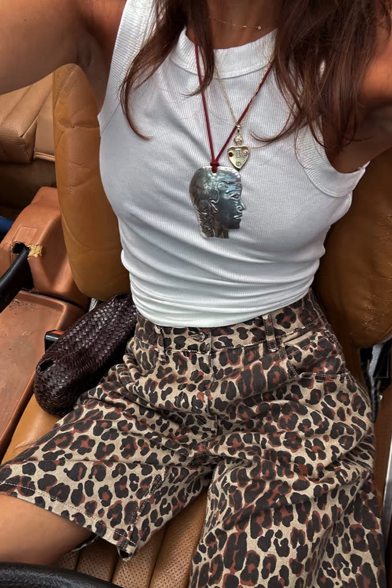 Chic Casual Cotton Leopard Print Shorts image 2
