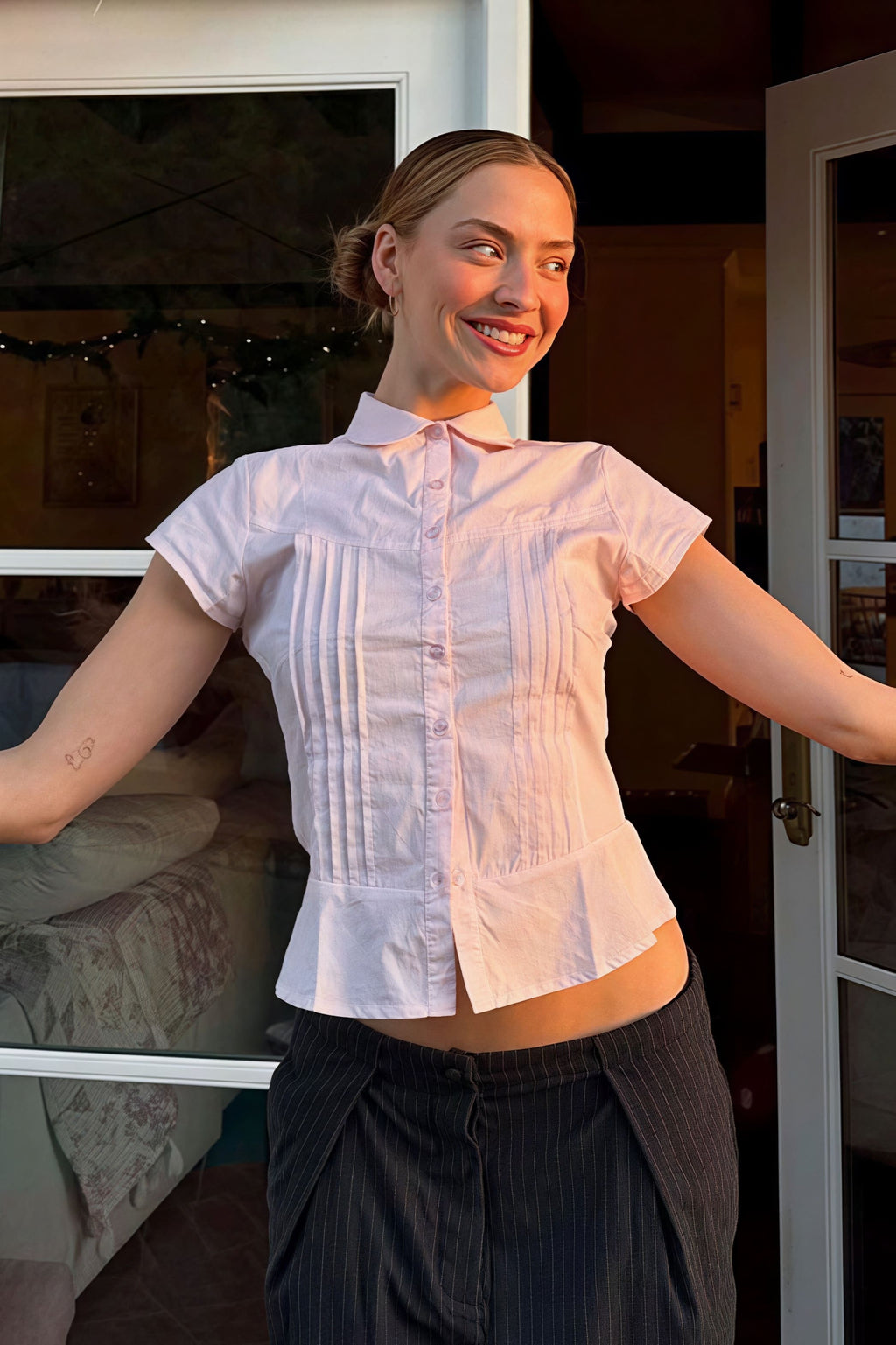 Unique Design Slim Fit Short Sleeve Blouse image 1