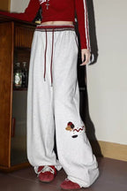 Print Loose Straight Leg Sweat Pants image 1