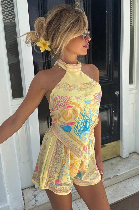 Chic Ethnic Print Halter Loose Two Piece Set image 5