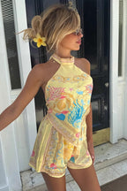 Chic Ethnic Print Halter Loose Two Piece Set image 5