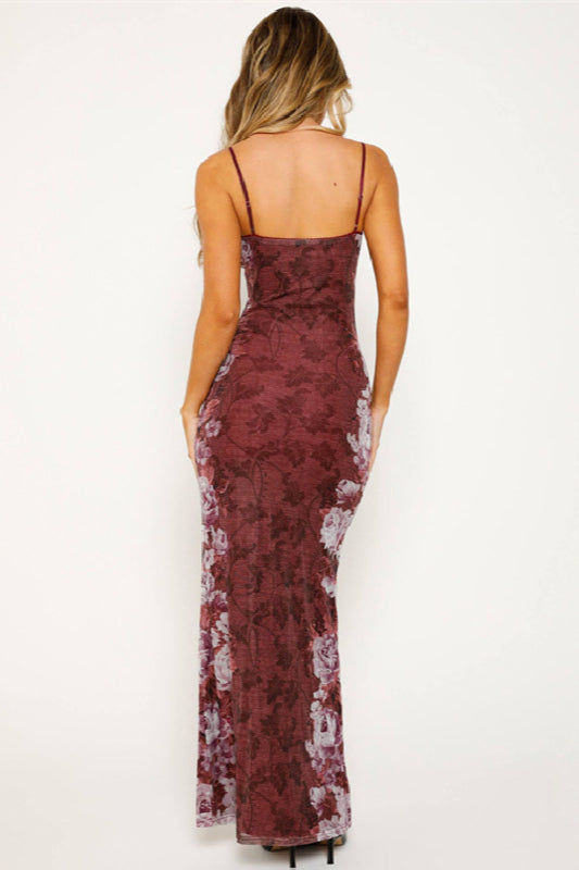 Vintage Print Cami Evening Maxi Dress image 3