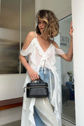 Tie V Neck A Line Ruffle Chiffon Cami Top image 1