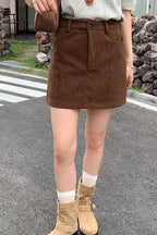 Corduroy High Waist A-Line Skirt image 10
