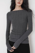Semi-Sheer Unique Fitted Knit Top image 1