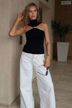 Minimalist Solid Metal Sexy Slim Halter Top image 7