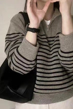 Striped Half Zip Knit Pullover Sweater image 6