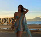 Diagonal Shoulder Mesh Mini Dress image 3