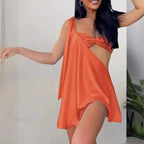 Diagonal Shoulder Mesh Mini Dress image 6