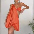 Diagonal Shoulder Mesh Mini Dress image 5