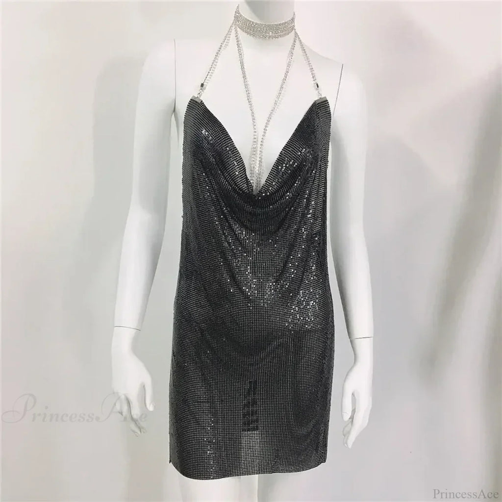 Diamond Halter Sequin Party Dress image 7