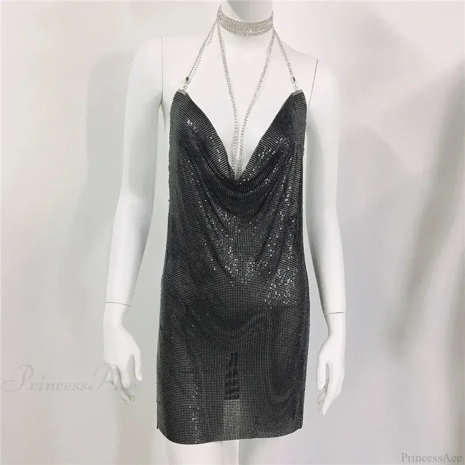 Diamond Halter Sequin Party Dress image 7