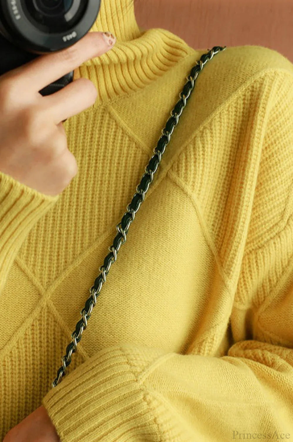 Diamond Pattern Turtleneck Loose Long-Sleeve Sweater image 16