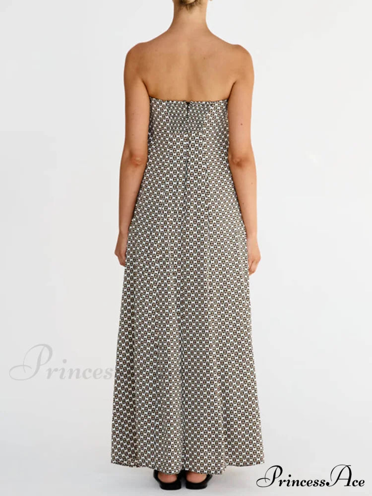 Diamond Print Stylish Bohemian Maxi Dress image 2
