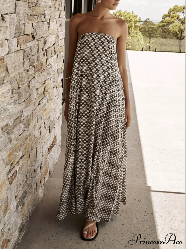 Diamond Print Stylish Bohemian Maxi Dress image 3