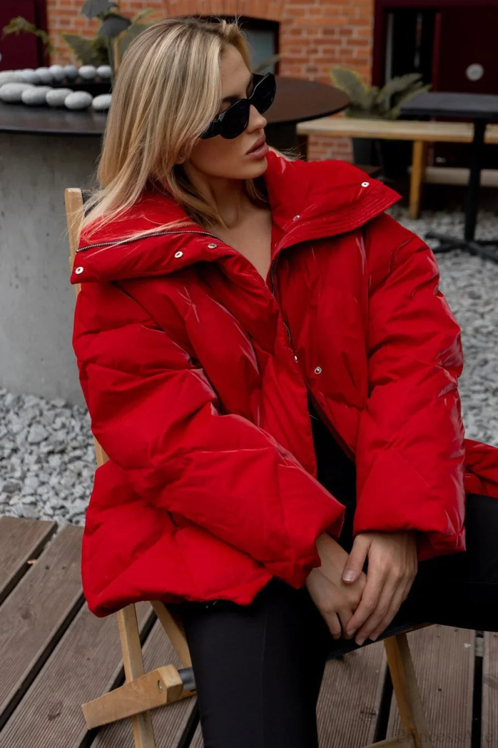 Diamond Quilted Matte Shiny Oversized Wide Lapel Coat image 9