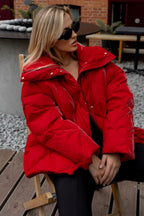 Diamond Quilted Matte Shiny Oversized Wide Lapel Coat image 9