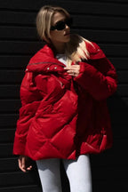 Diamond Quilted Matte Shiny Oversized Wide Lapel Coat image 7