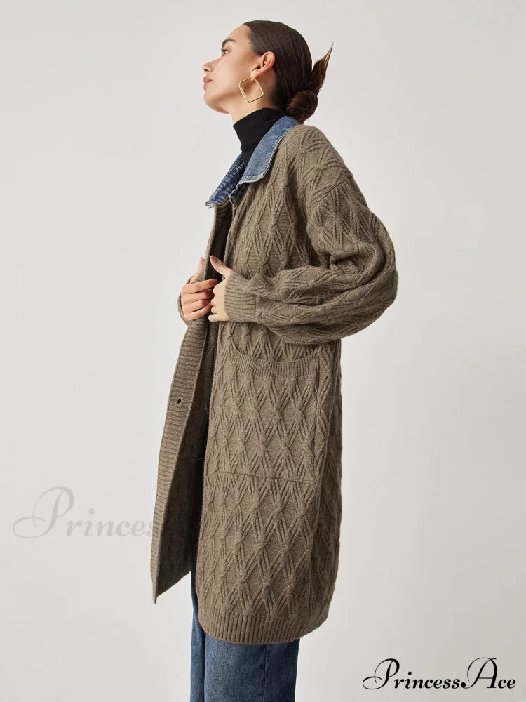 Diamond Stitch Graceful Knitting Longline Cardigan image 5