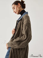 Diamond Stitch Graceful Knitting Longline Cardigan image 2