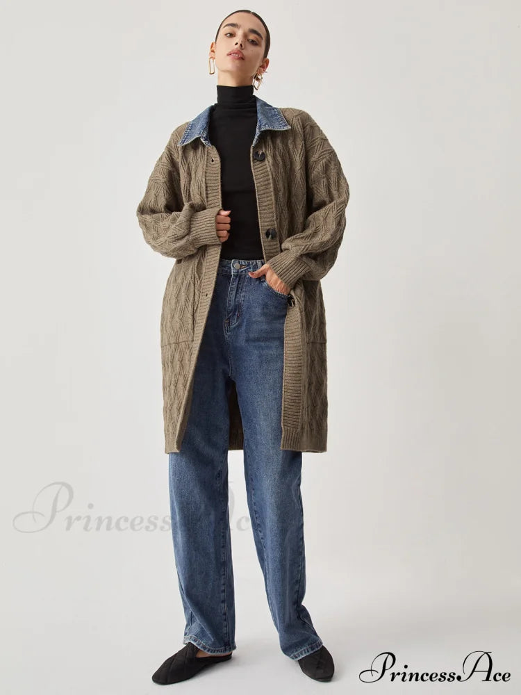 Diamond Stitch Graceful Knitting Longline Cardigan image 4
