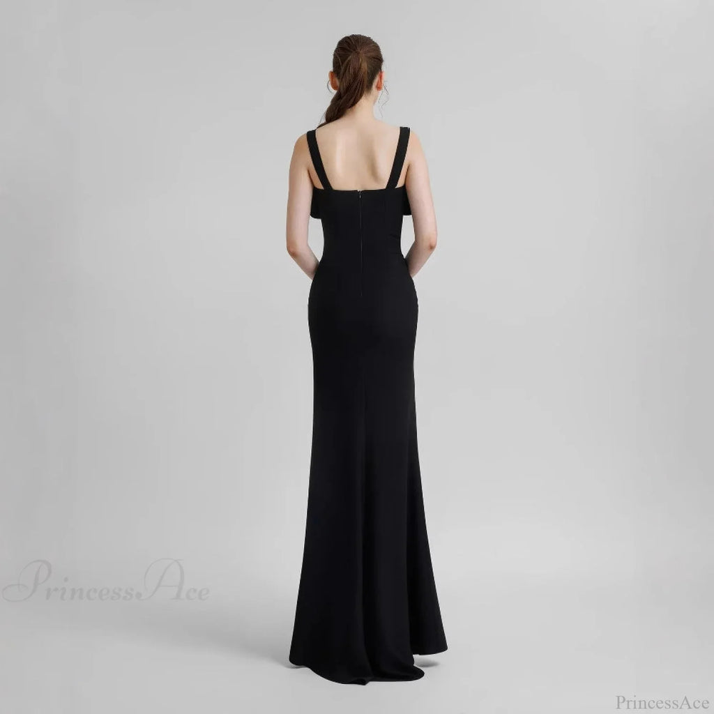 Diamond Strap Bow Slit Elegant Prom Dress image 2