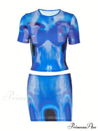 Digital Blue Bold Pixelated Two-Piece Set - Diva image 5