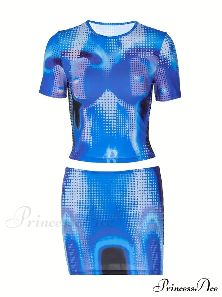Digital Blue Bold Pixelated Two-Piece Set - Diva image 5