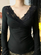 Dirty Lace V-neck Knit Top image 4