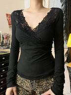 Dirty Lace V-neck Knit Top image 1