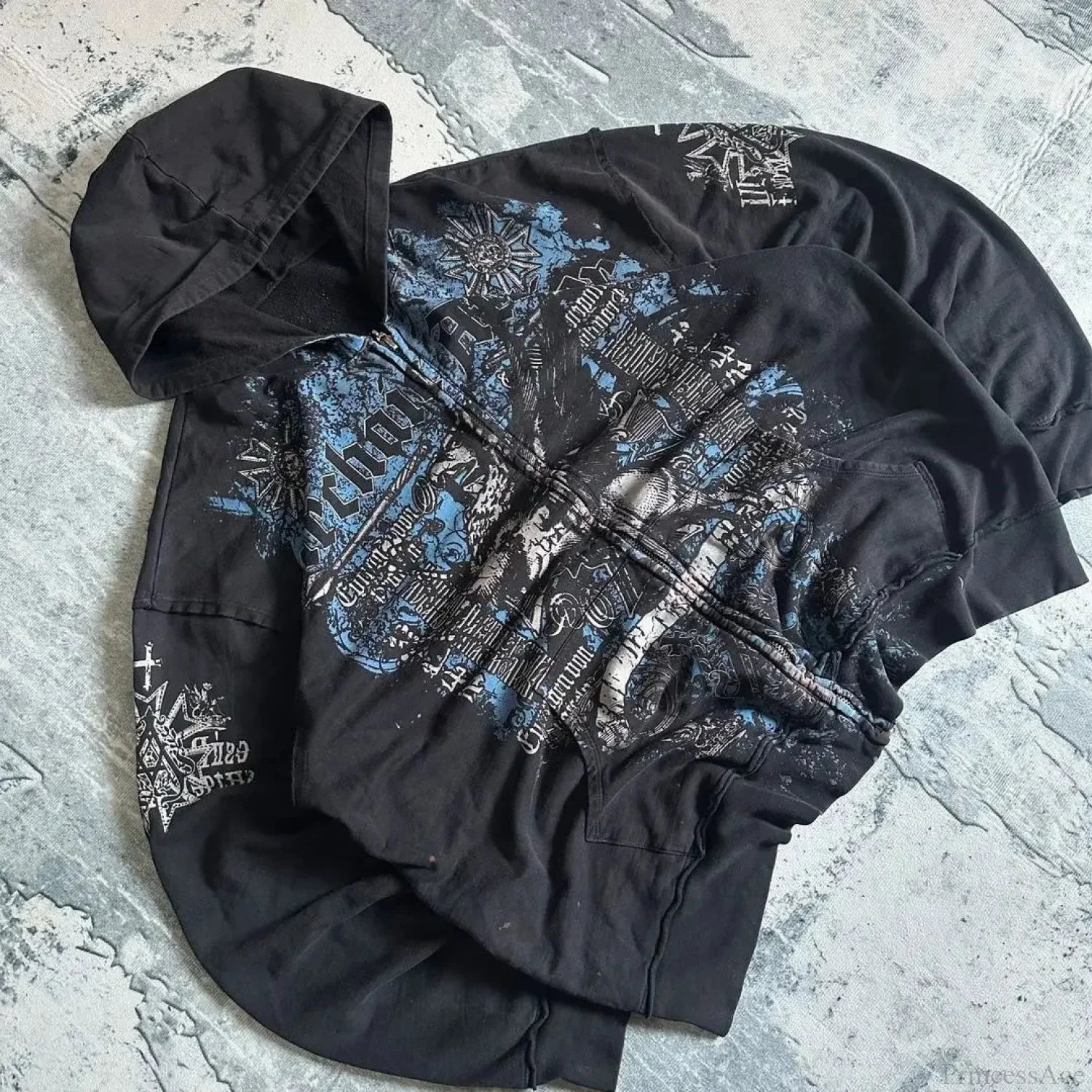 Distress Medieval Vintage Zip Hoodie image 2