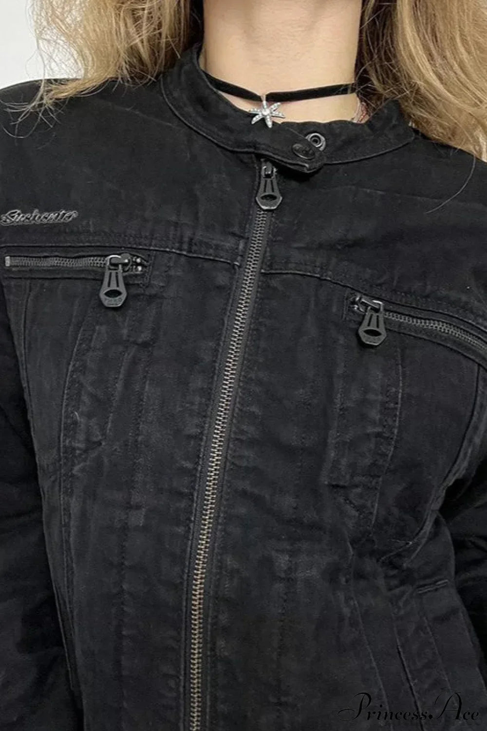 Distressed Black Denim Retro Casual Long-Sleeve Jacket image 6