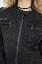 Distressed Black Denim Retro Casual Long-Sleeve Jacket image 6