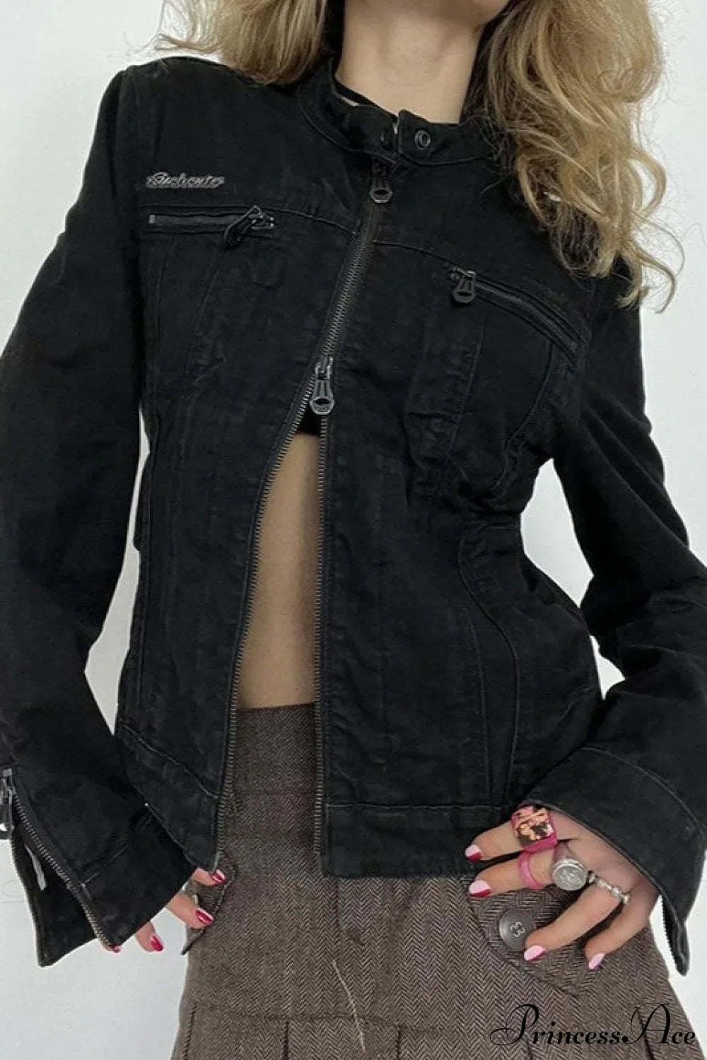 Distressed Black Denim Retro Casual Long-Sleeve Jacket image 5