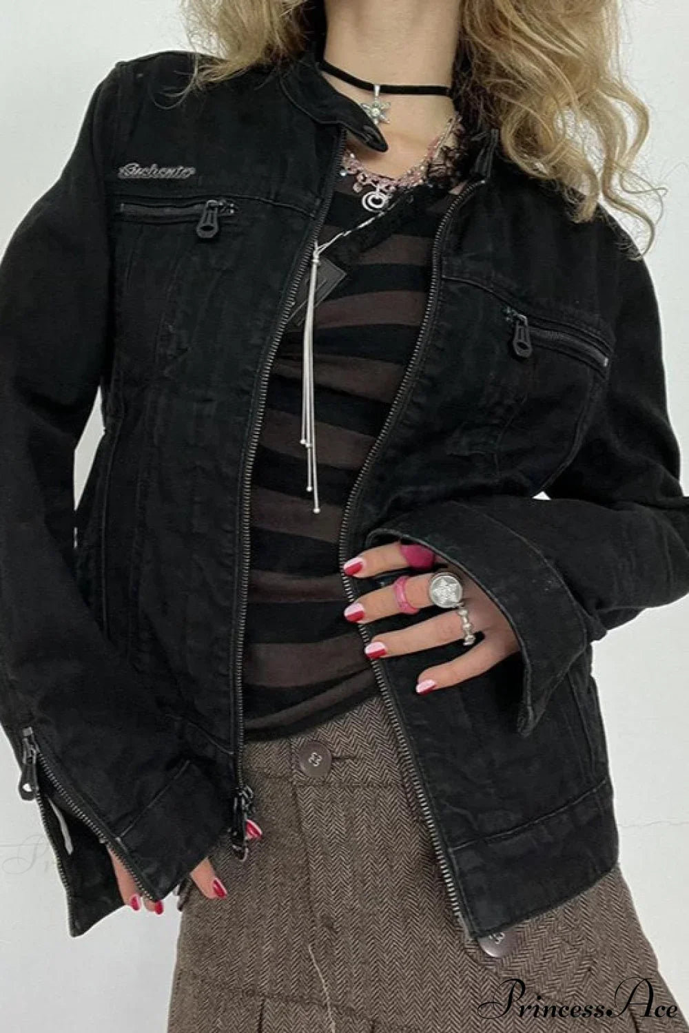 Distressed Black Denim Retro Casual Long-Sleeve Jacket image 4