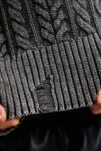 Distressed Crew Neck Cropped Crop Top Knit Sweater image 3