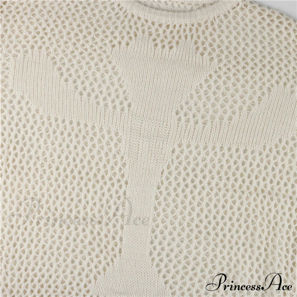 Distressed Cross Fishnet Charming Design Hollow Out Sweater image 9