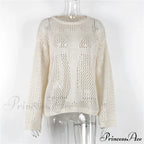 Distressed Cross Fishnet Charming Design Hollow Out Sweater image 8