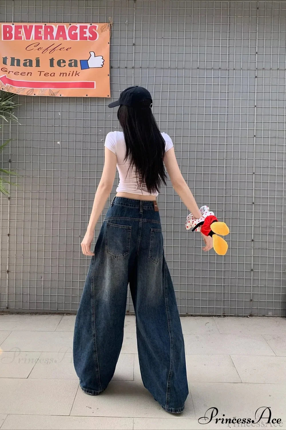 Distressed Curved Loose Wide Leg Casual Utility Jeans image 5