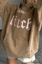 Distressed Hoodie with Letter Print image 7